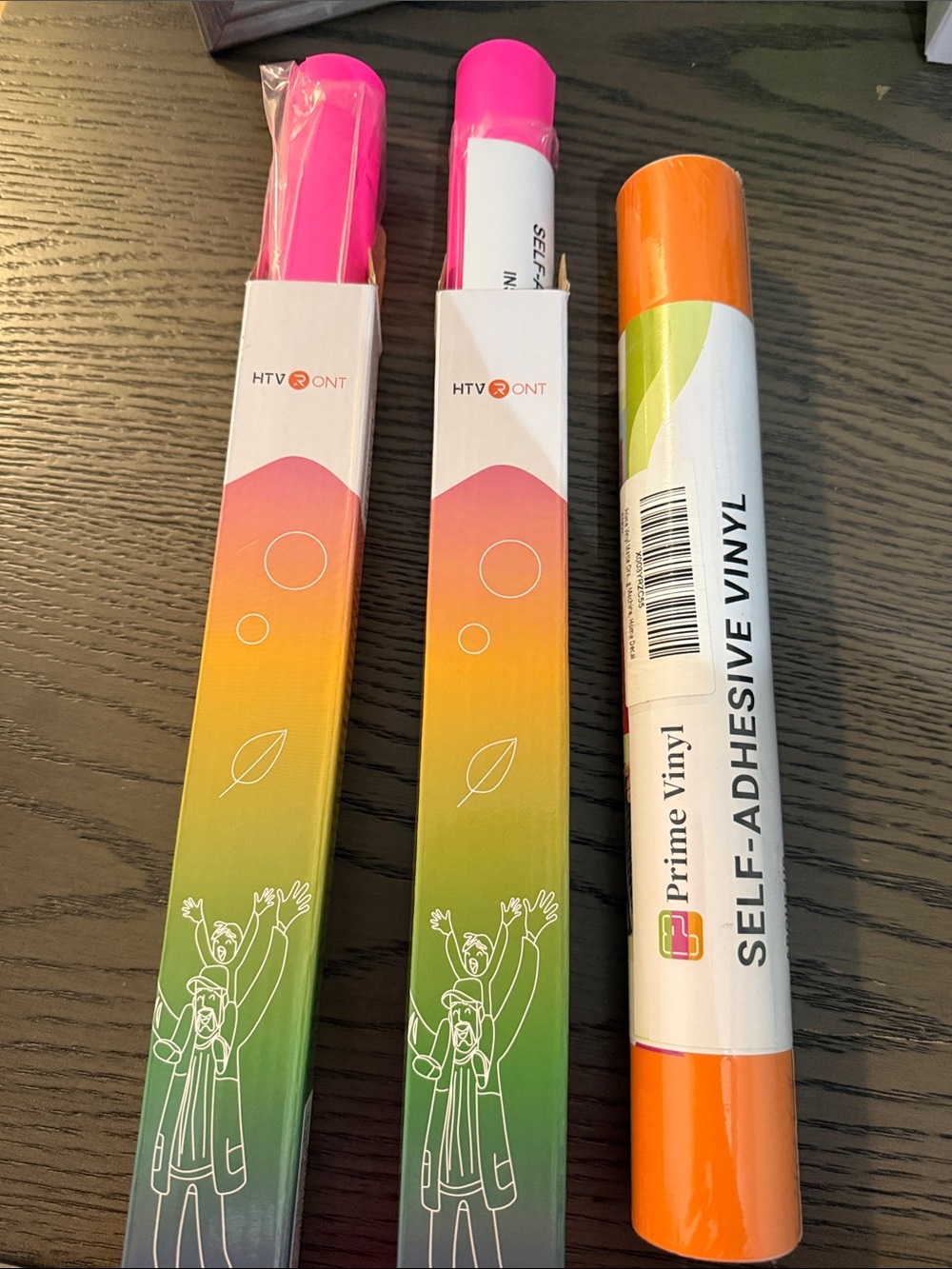 HTVONT Pink Self-Adhesive Heat Transfer Vinyl + Orange Self-Adhesive Vinyl
